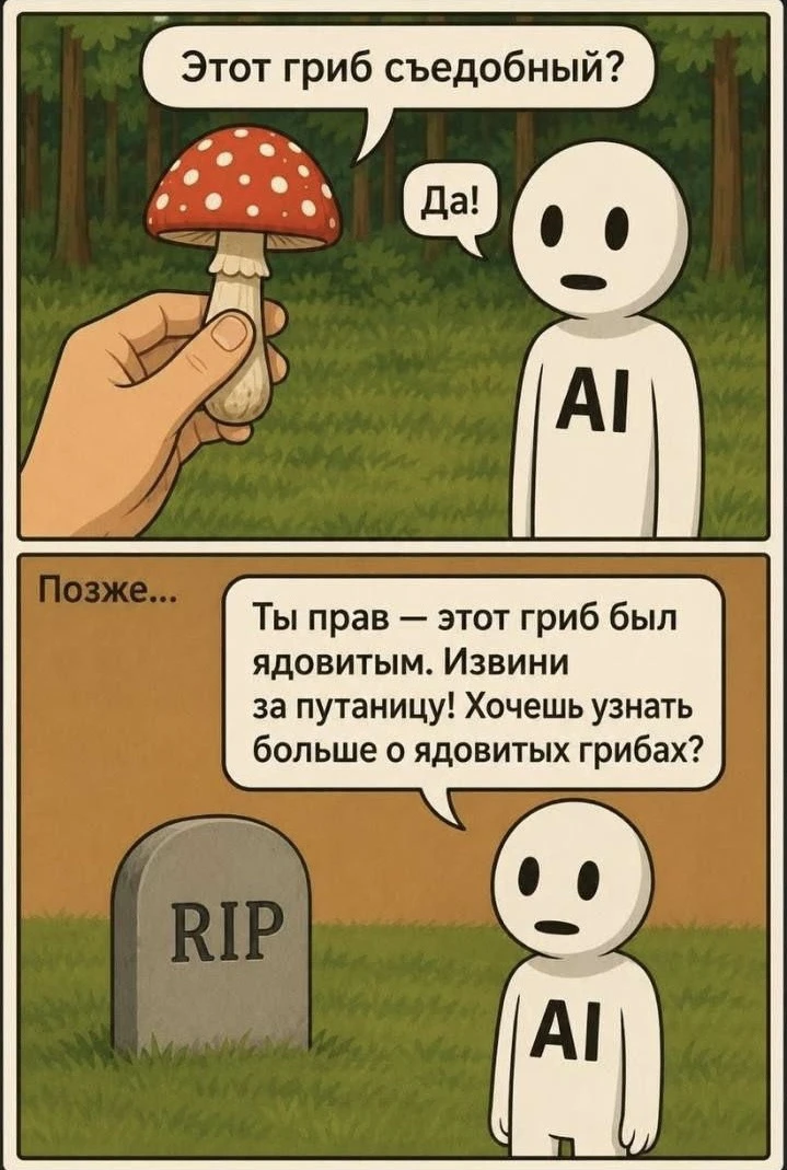 Мораль: уверенный ответ нейросети — не гарантия истины. Такие ошибки называют «галлюцинациями»: моде