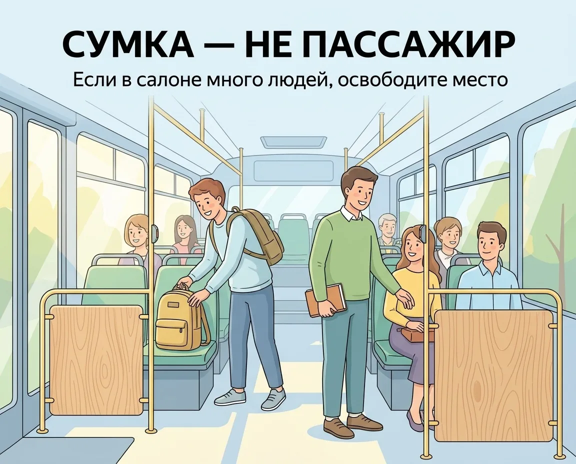 Сумка — не пассажир: в час пик место лучше уступить человеку

Иногда кажется удобным поставить сумку