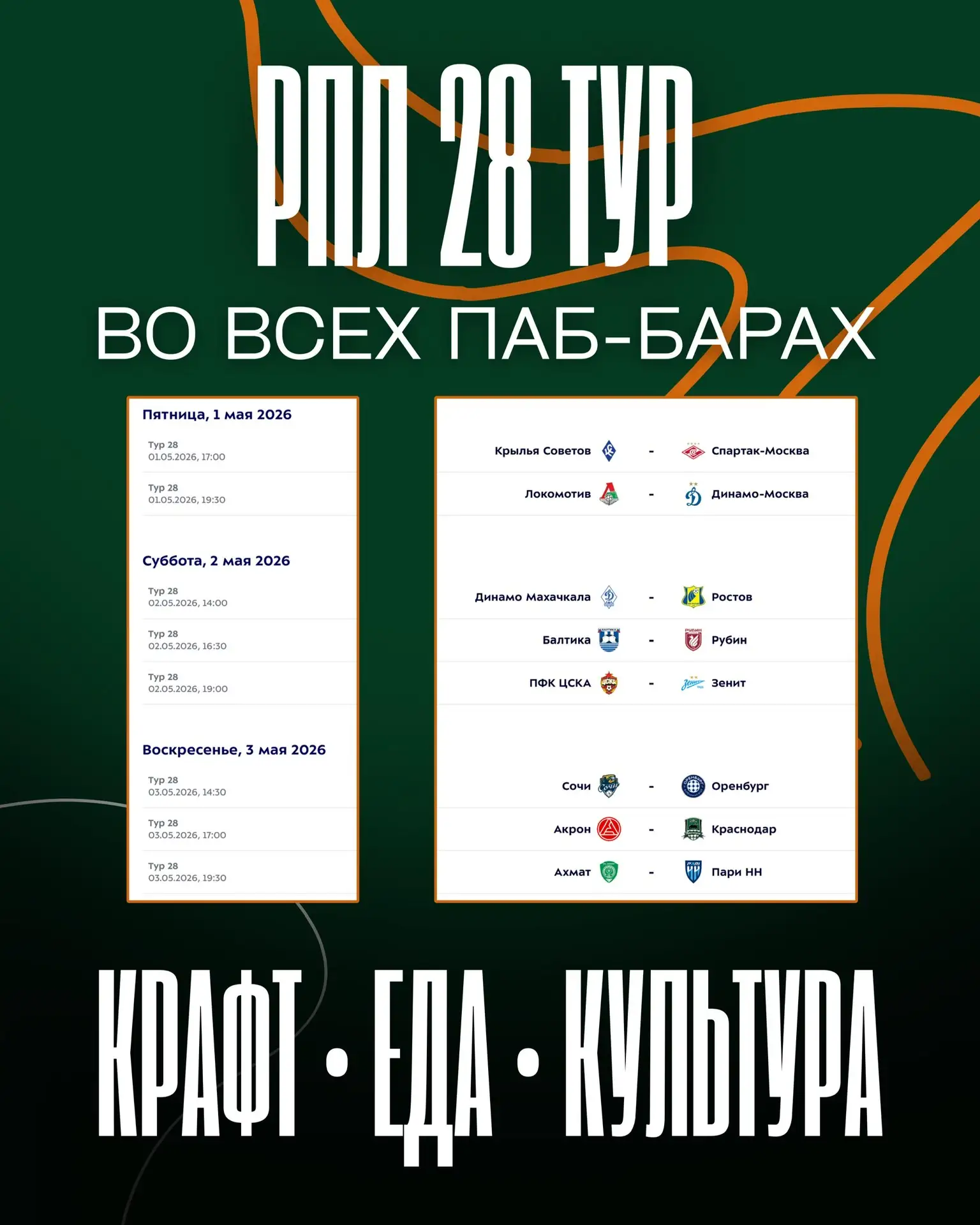 Спортивные трансляции доступны в каждом баре «Бавария» 🍺⚽