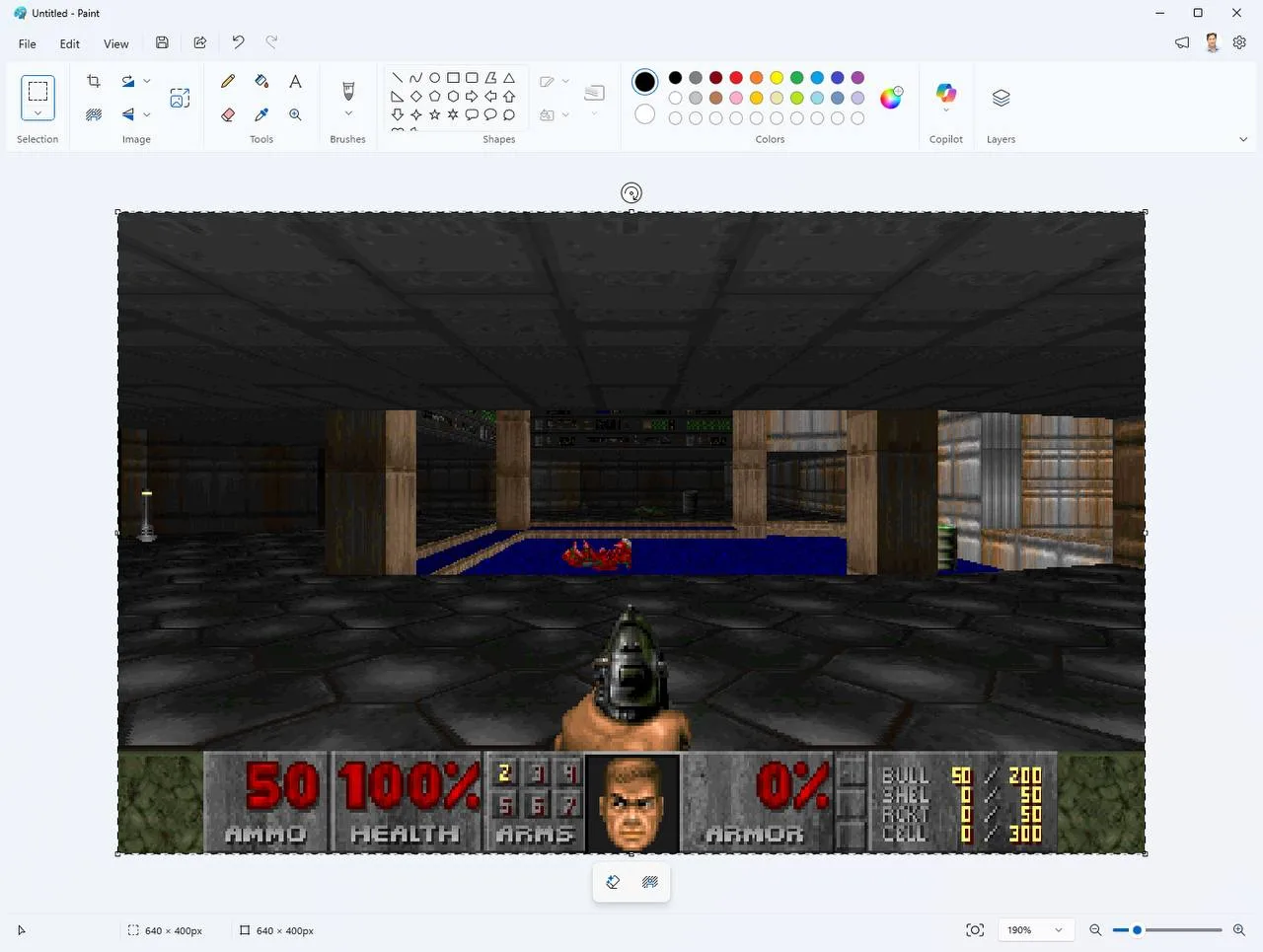 🤯Doom запустили внутри Paint с помощью движка оригинальной игры