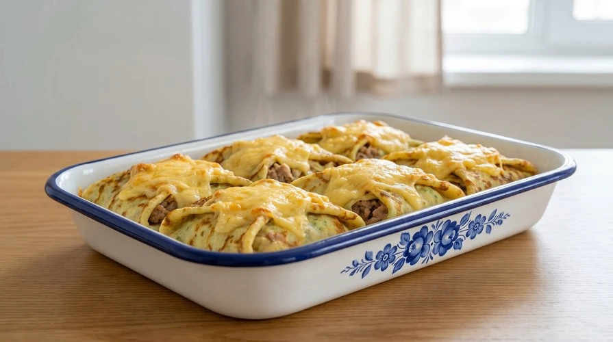 Конвертики из кабачковых блинчиков с мясной начинкой — Нежные кабачковые блинчики с сытной мясной на