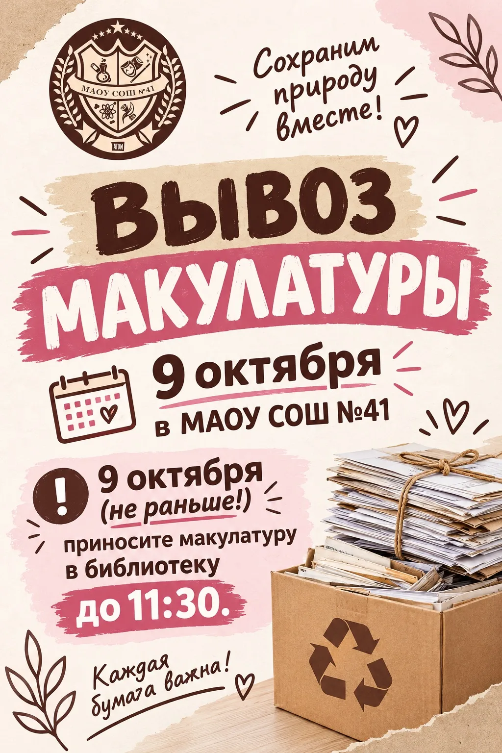 ♻️ Сдай макулатуру — спаси дерево! ♻️