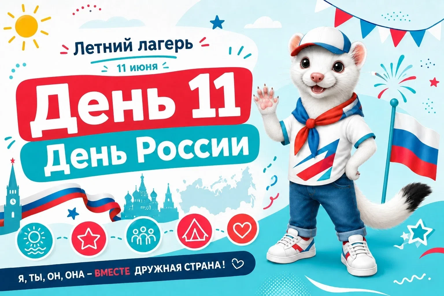 #Лето2026

День 11. 🇷🇺 «Россия — Родина моя: зажигательные ритмы в летнем лагере!» 🇷🇺

Сегодня в