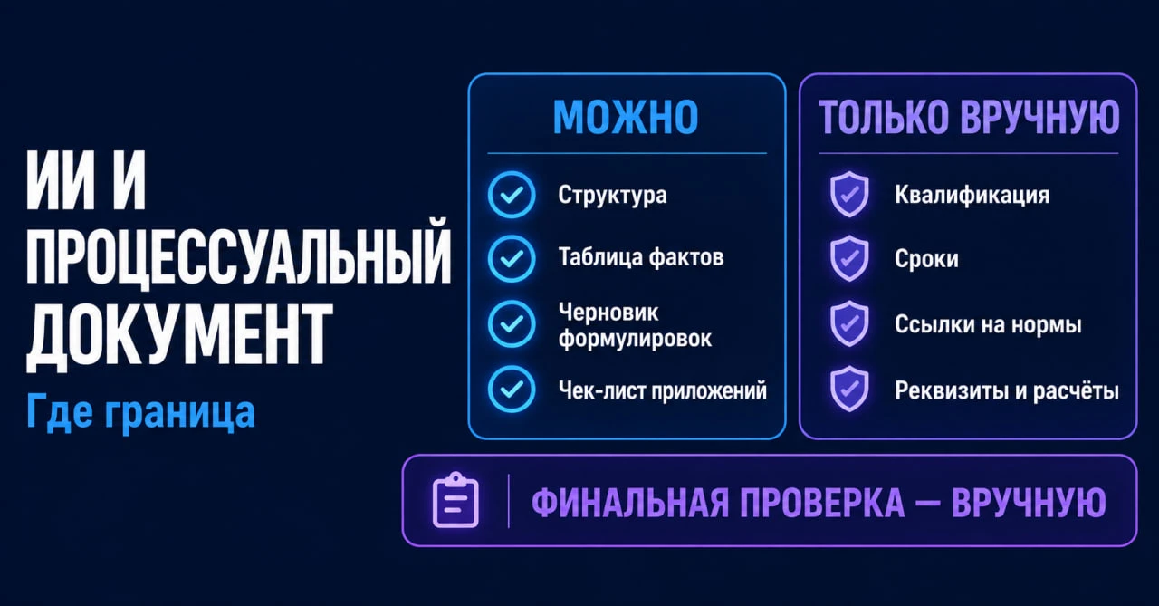 ⚖️ ИИ в процессуальном документе: где проходит граница