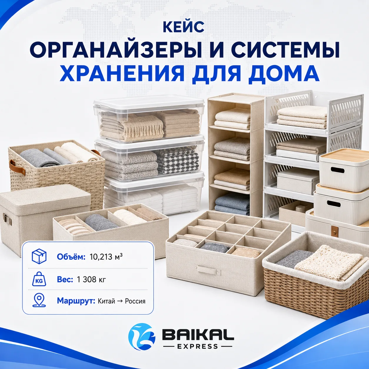 📦 КЕЙС: Пластиковые органайзеры и системы хранения для дома

🔵 Объём: 10,213 м³
🔵 Вес: 1 308 кг
�