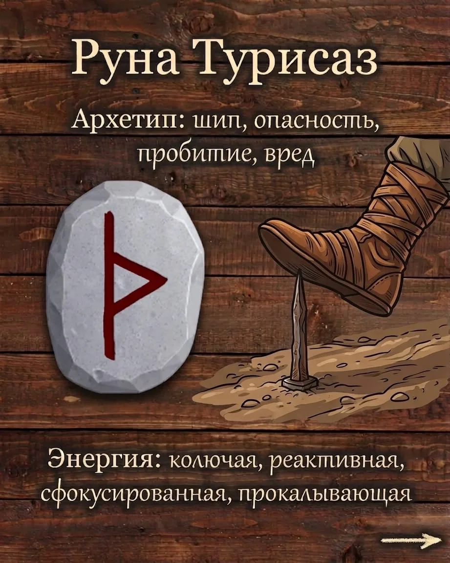 Руна Турс (Турисаз) ᚦ - удар возвращается бьющему ! 💪🏻👊🏻