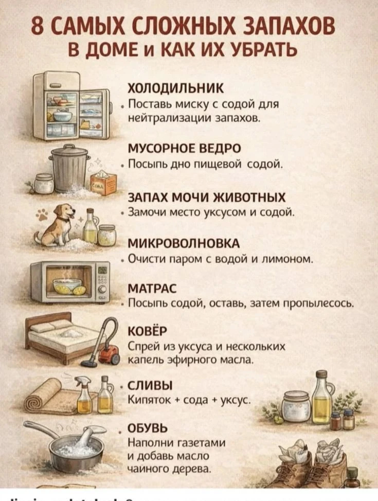 Как убрать самые распространённые запахи 🫧