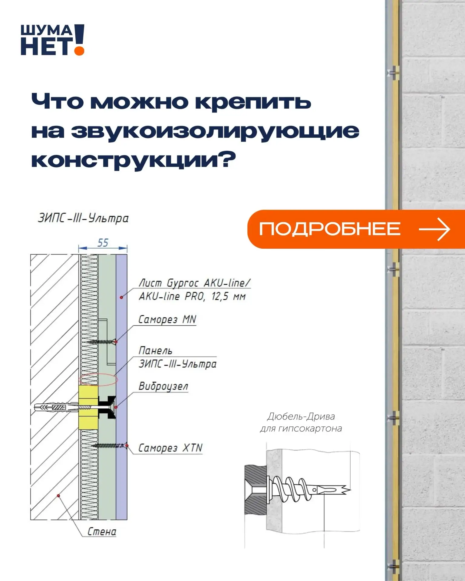 Что можно крепить на звукоизолирующие конструкции?