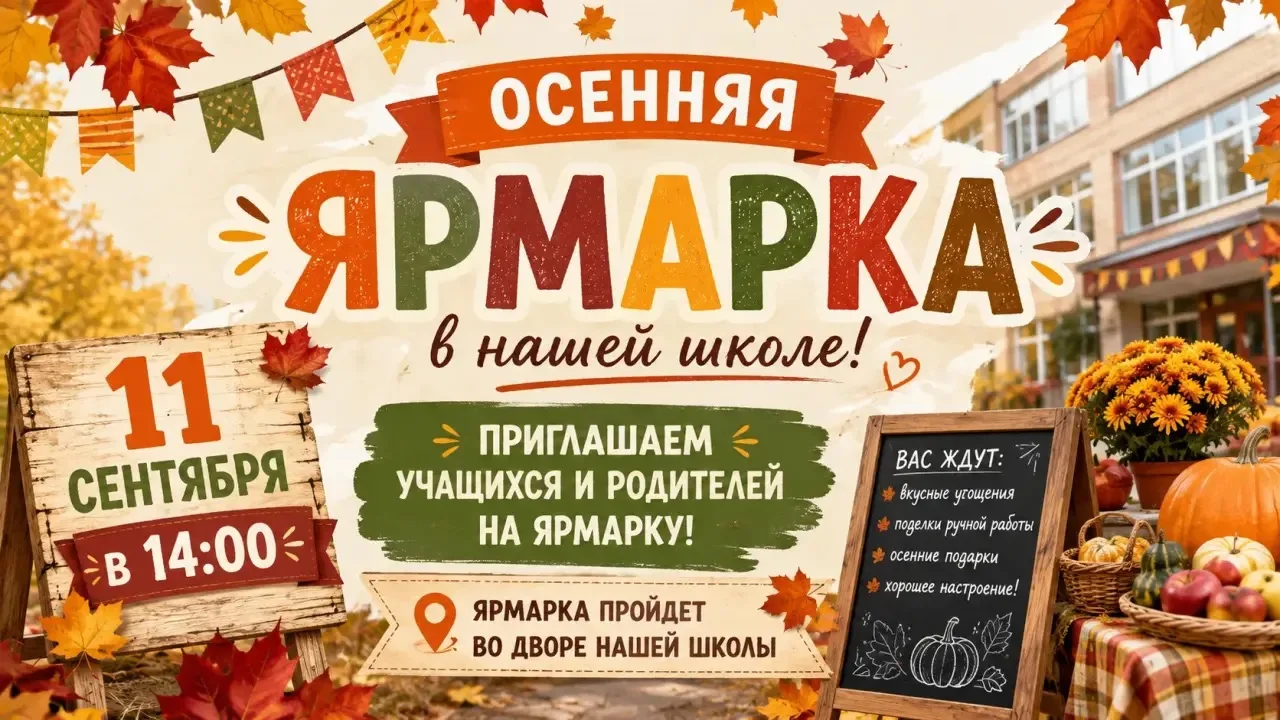 🍂 Осенняя ярмарка в нашей школе — праздник для всей семьи!