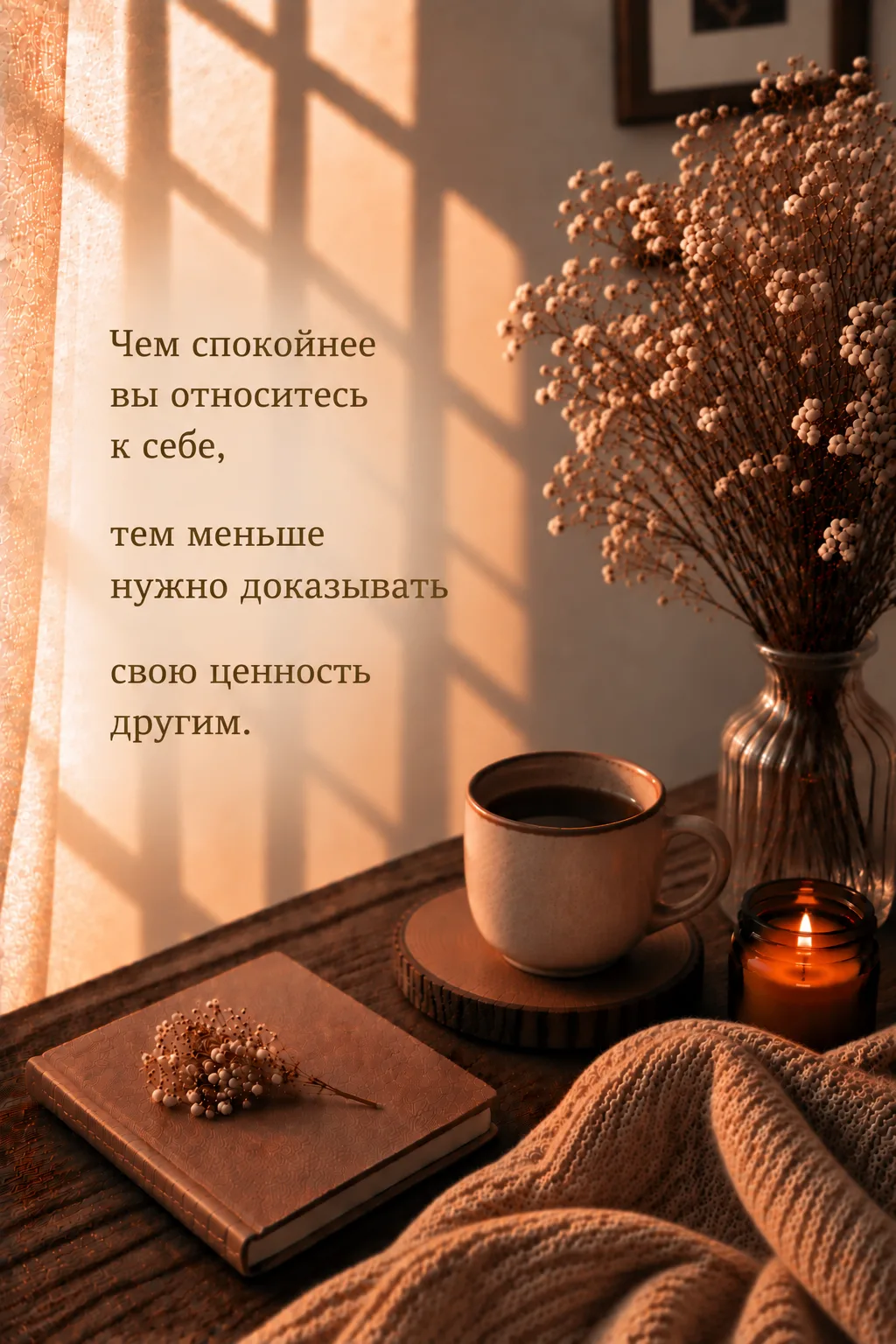 Чем спокойнее вы относитесь к себе, тем меньше нужно доказывать свою ценность другим.