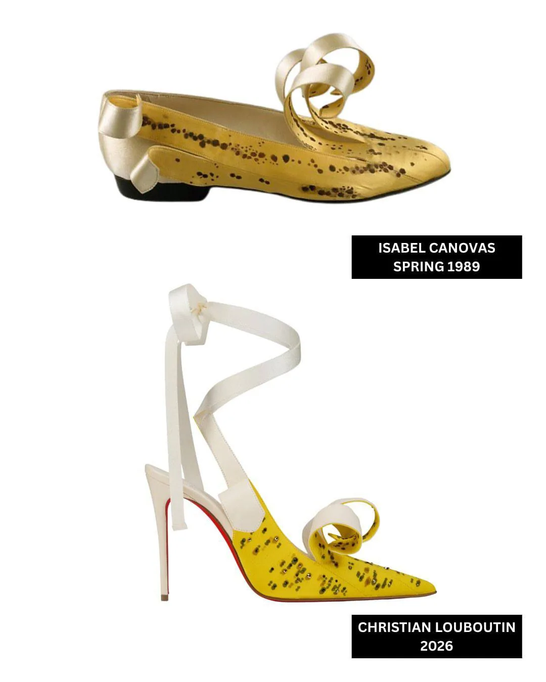 Близкий взгляд на туфли Christian Louboutin, вдохновлённые банановой кожурой, на которо...