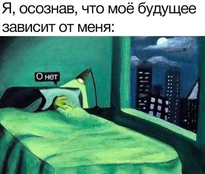 Когда понял, что взрослые были правы, будущее действительно само себя не построит 🐸