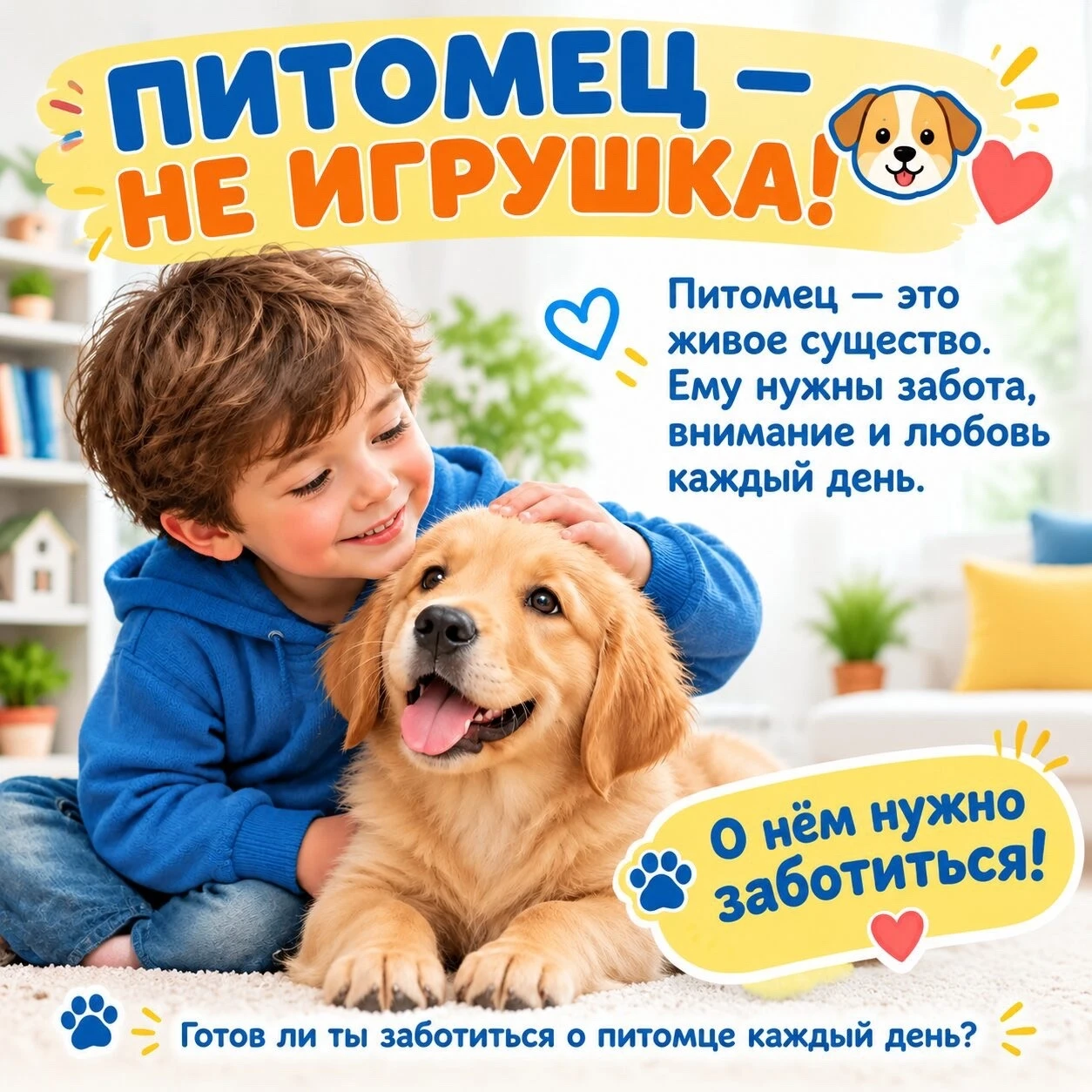 🐾 Мы в ответе за тех, кого приручили: говорим с ребенком о питомцах