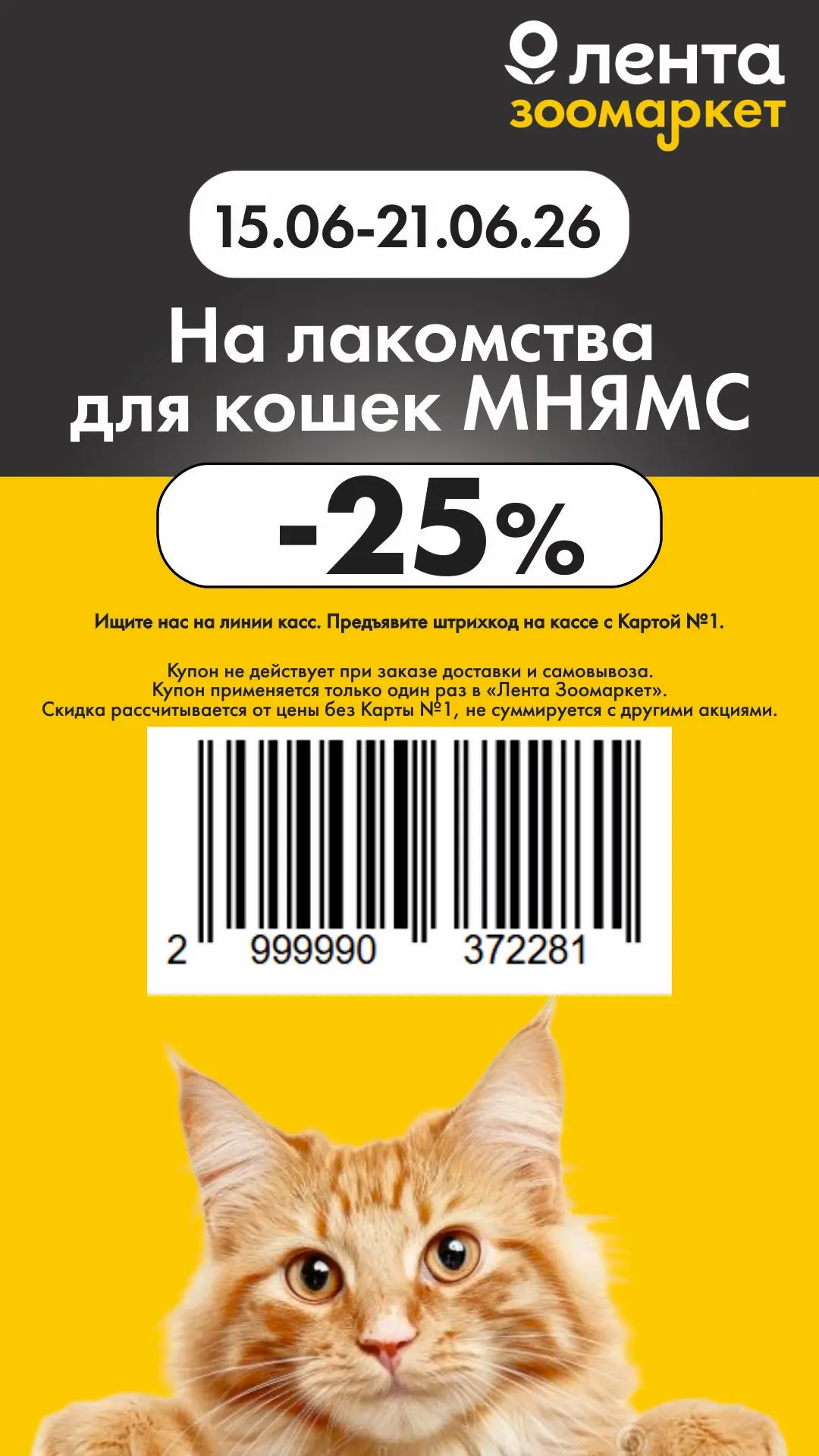 Лето продолжается! 🥰

Новая неделя — новые купоны для выгодных покупок в Зоомаркет Лента! 🐾

Ищите