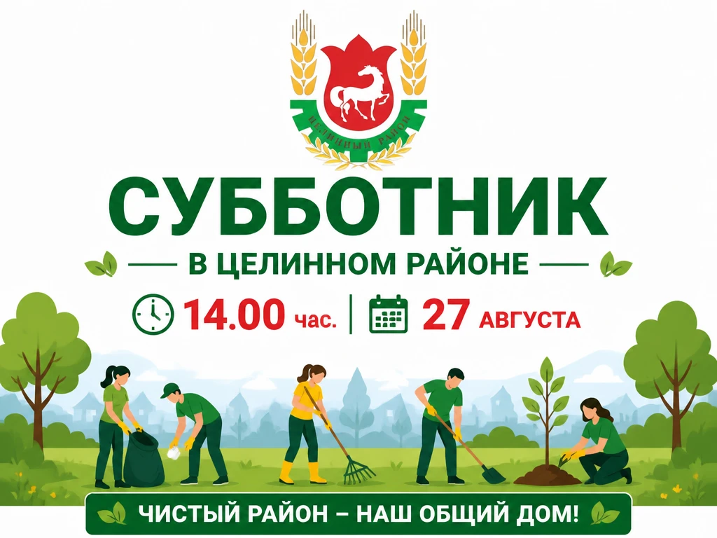 27 АВГУСТА - СУББОТНИК В ЦЕЛИННОМ РАЙОНЕ