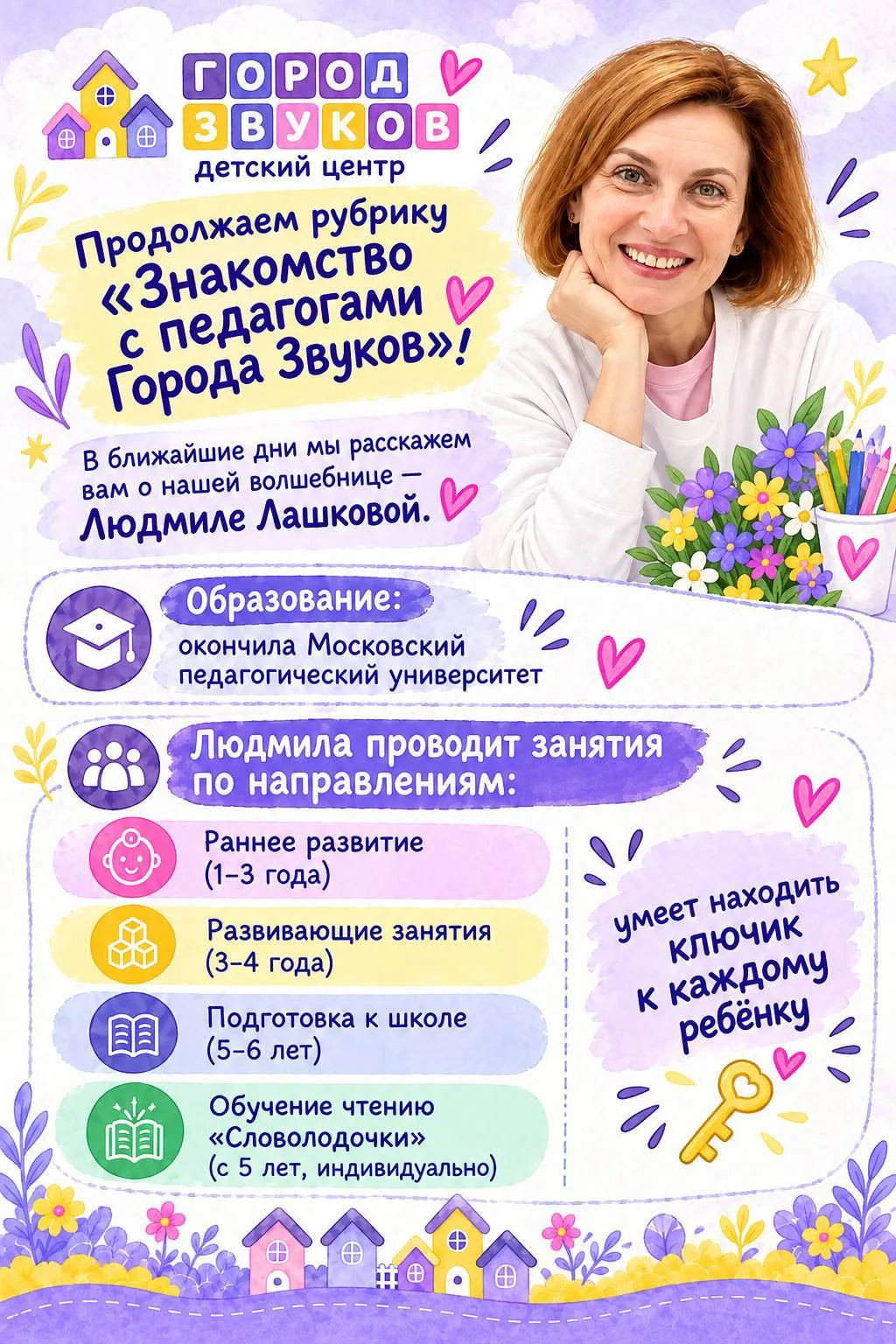 Продолжаем рубрику «Знакомство с педагогами Города Звуков»! 🌟
