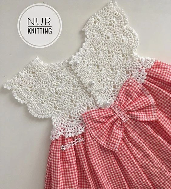 Комбинированное платье: ткань + кокетка крючком 👗