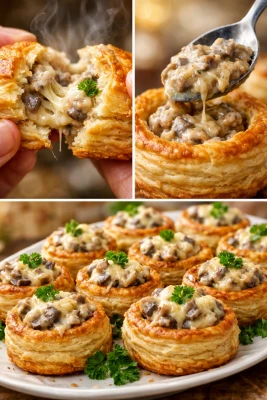 ВОЛОВАНЫ С ГРИБАМИ И СЫРОМ — КЛАССИЧЕСКАЯ ЭЛЕГАНТНОСТЬ НА ПРАЗДНИЧНОМ СТОЛЕ! 🥐🍄