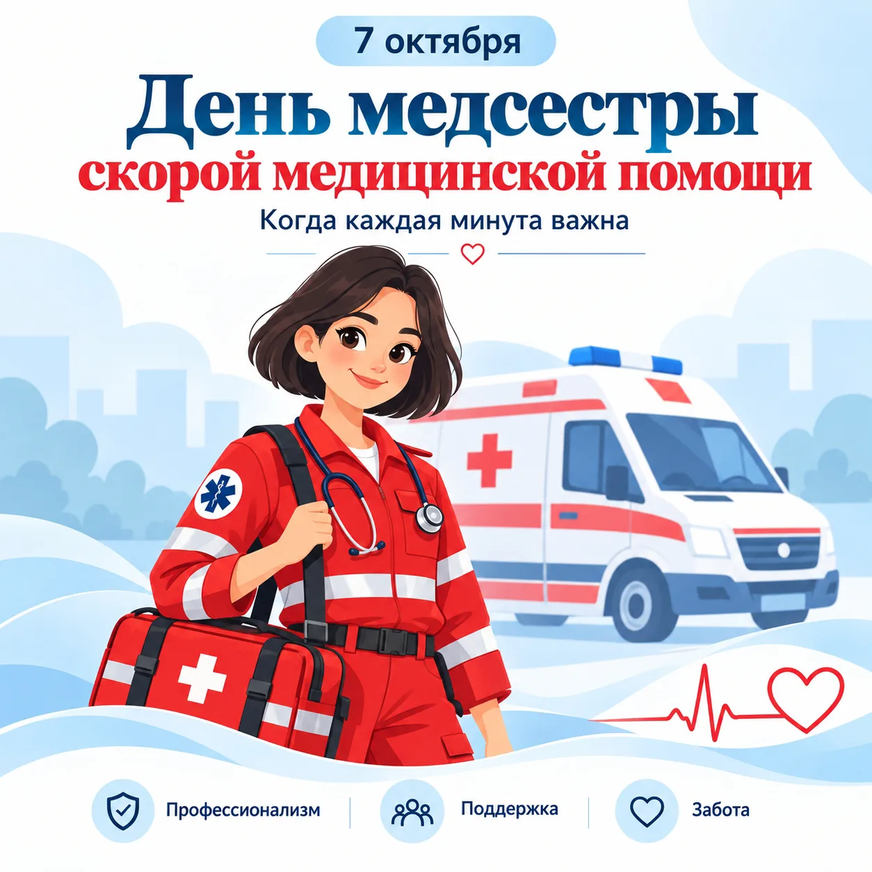 🚑💙 7 октября — День медсестры скорой медицинской помощи