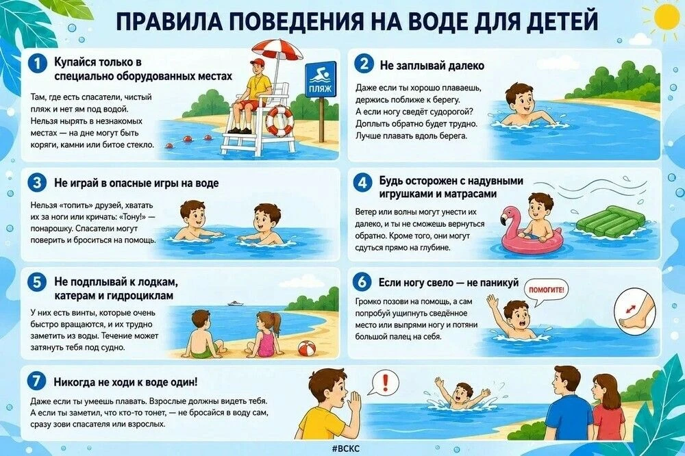 Лето — время отдыха у воды! 🌊☀️ Но не стоит забывать, что безопасность всегда должна быть на первом