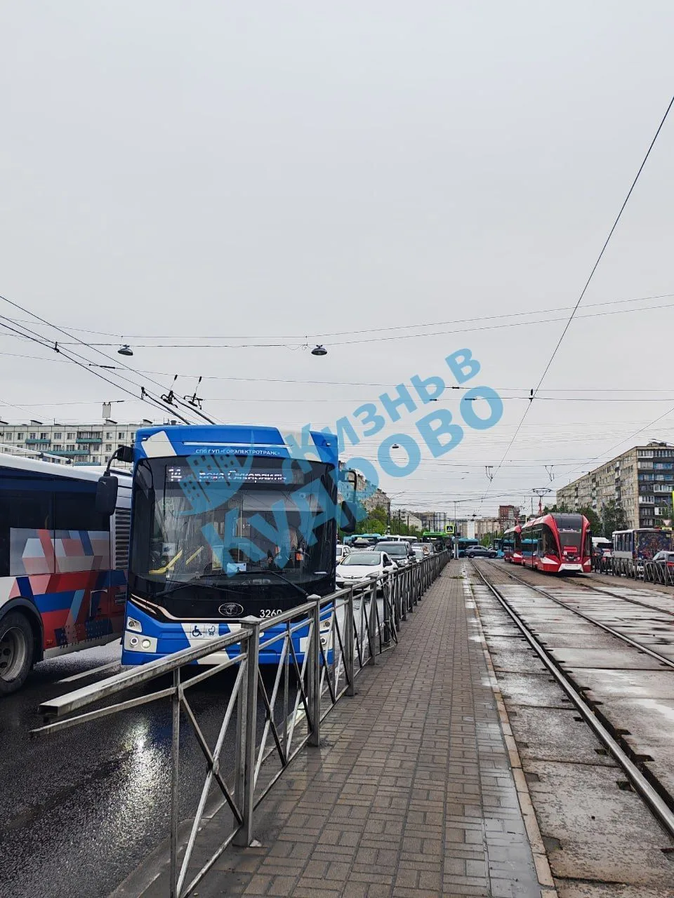 🚌 У метро «Дыбенко» на остановке в сторону Кудрово сломался автобус 596Б. Попытки сдвинуть его с мес