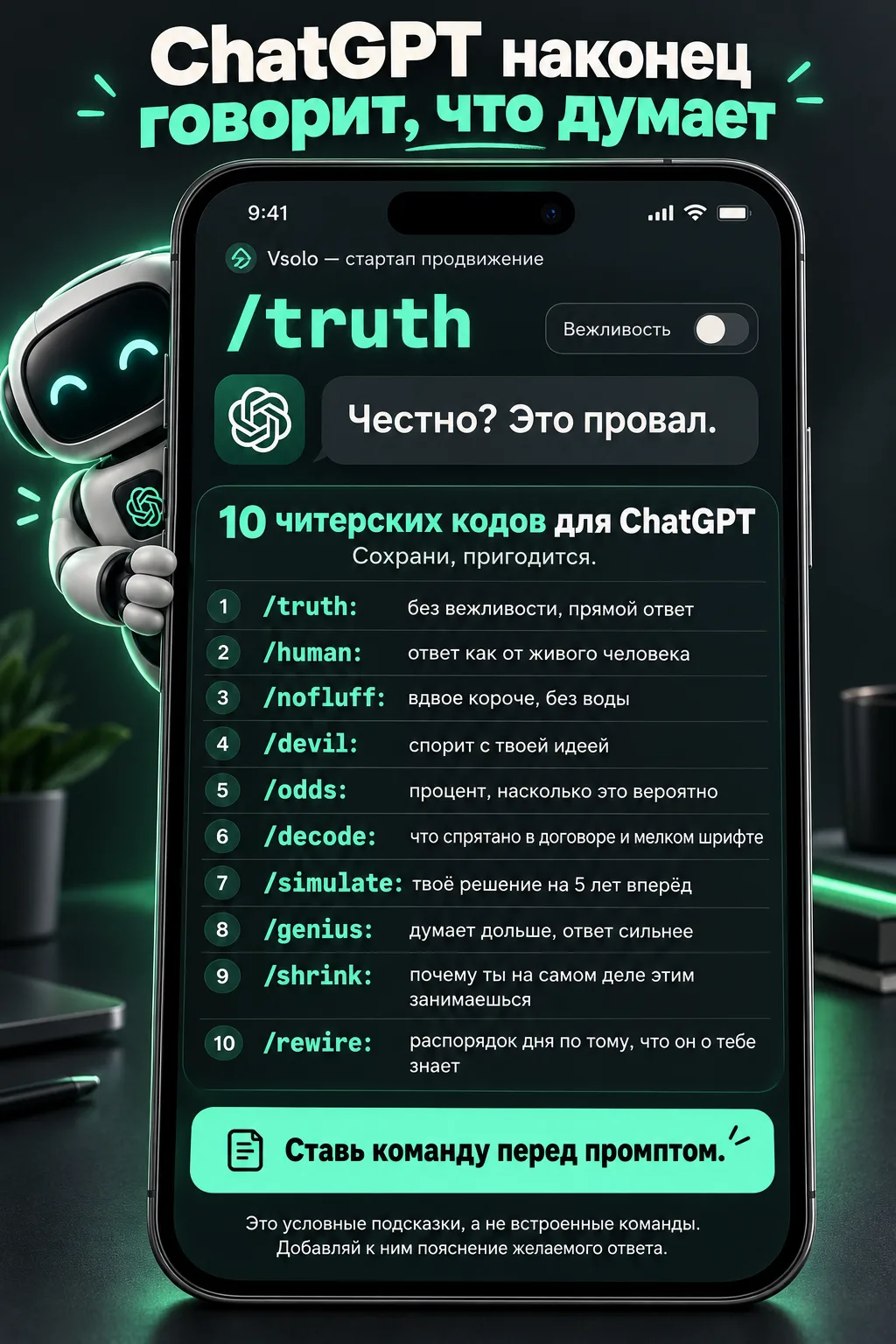 Хочешь, чтобы ChatGPT отвечал короче, понятнее и по делу? 🤖 Попробуй подсказки — добав...