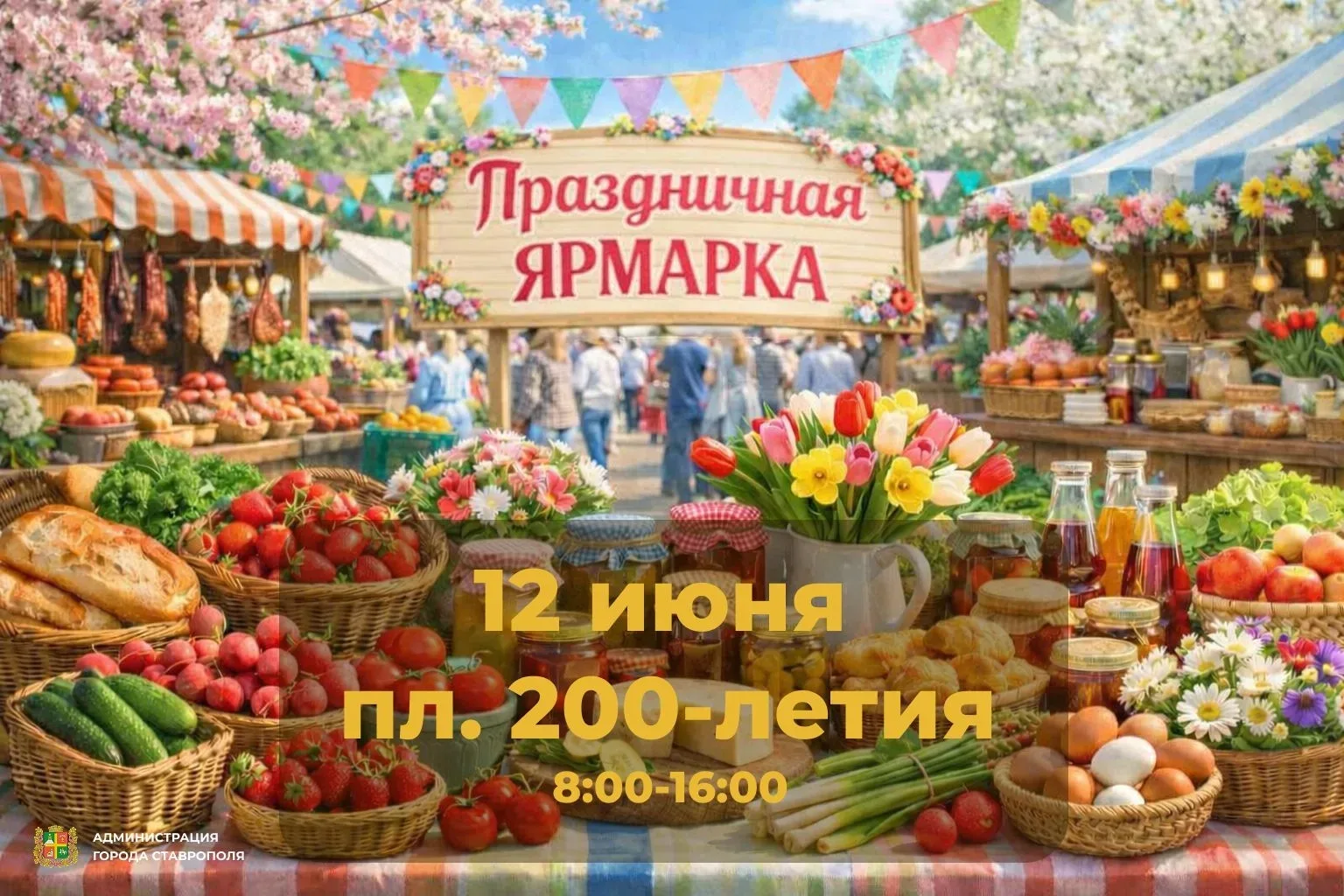 🛍 Праздничная летняя ярмарка пройдет в Ставрополе 12 июня на площади 200-летия. С 8 до...