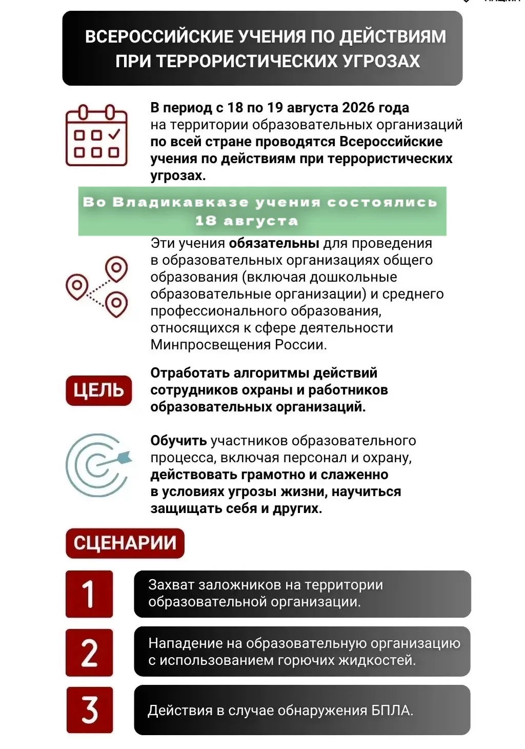 📌18 августа в нашем детском саду прошло Всероссийское учение по действиям при террорис...