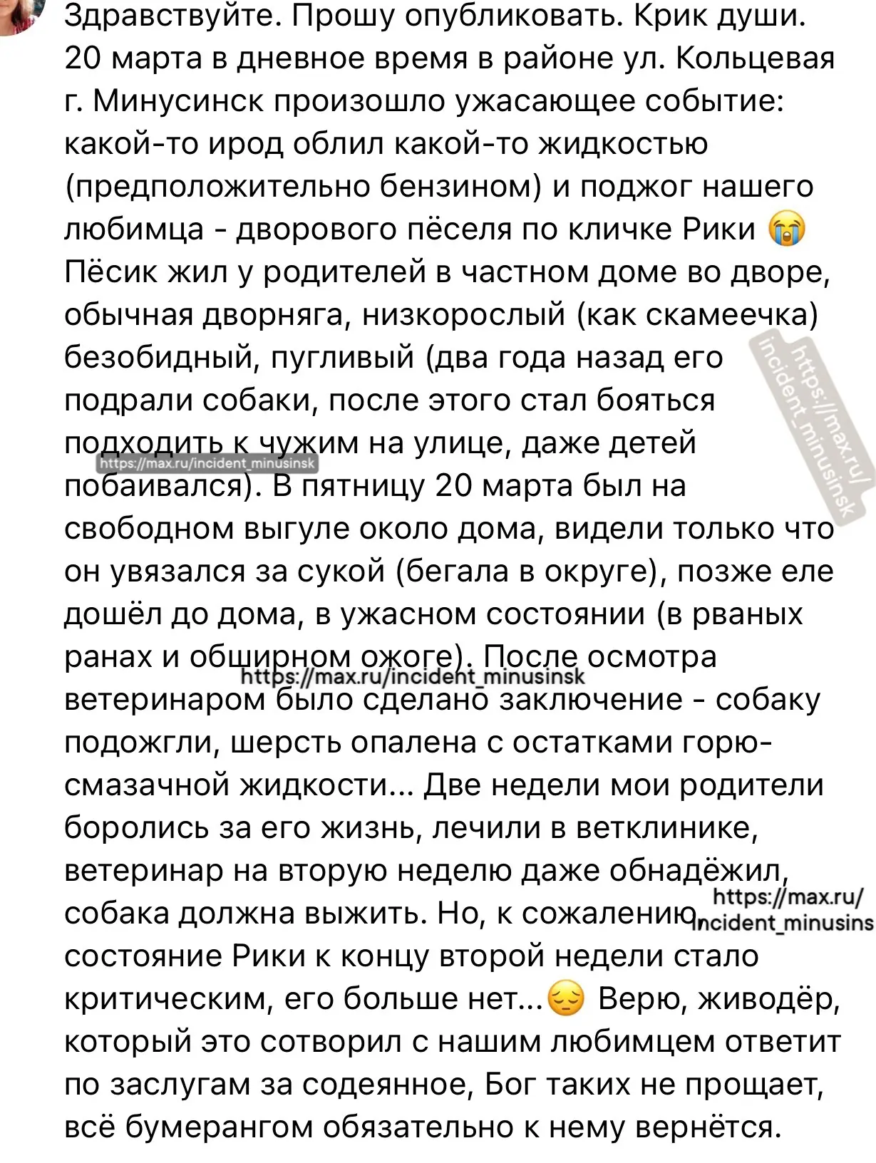 От участника:   Мы в МАХ: https://max.ru/incident_minusinsk