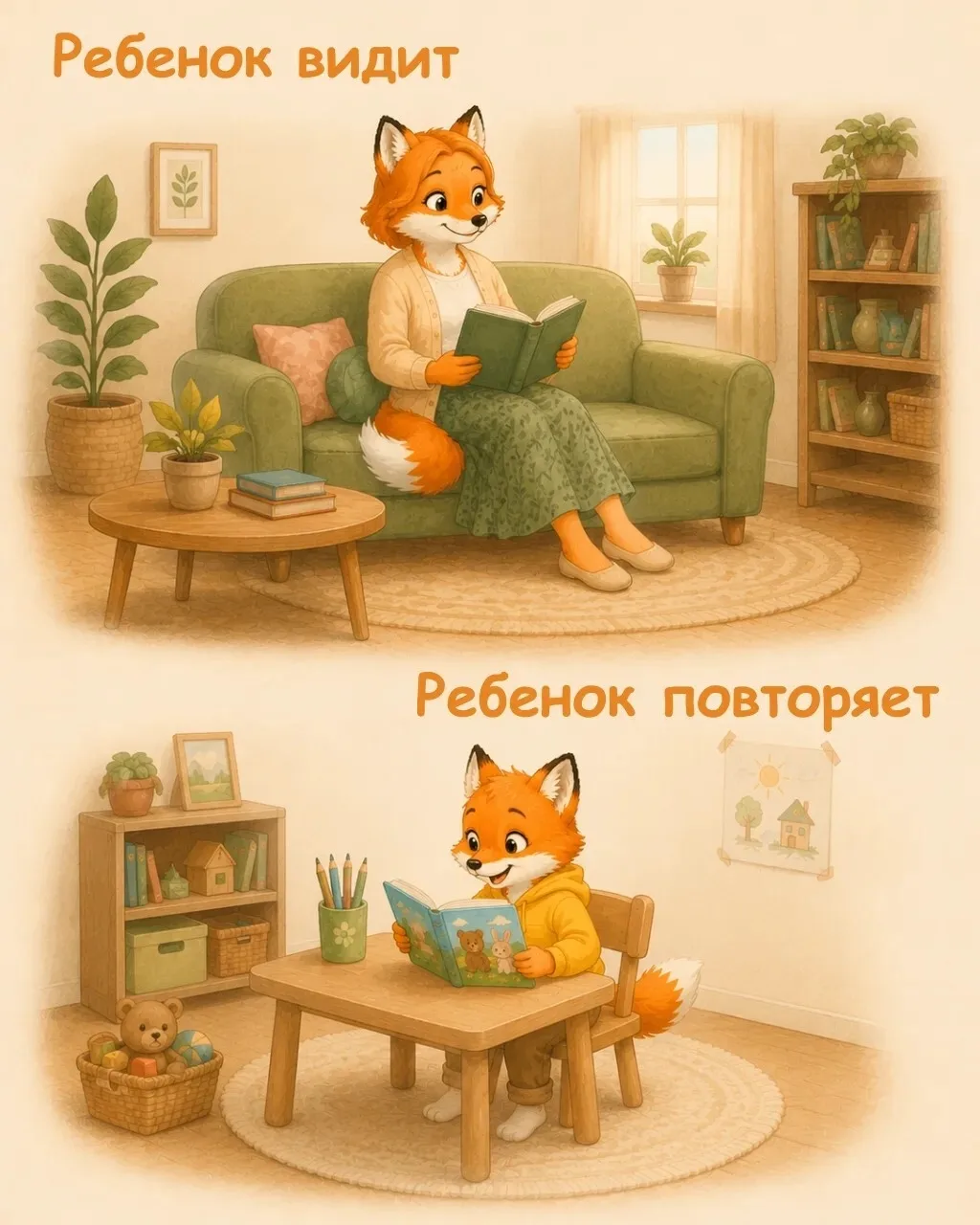 🌱  Личный пример – самый понятный язык для ребёнка.

Дети повторяют то, что видят рядом каждый день
