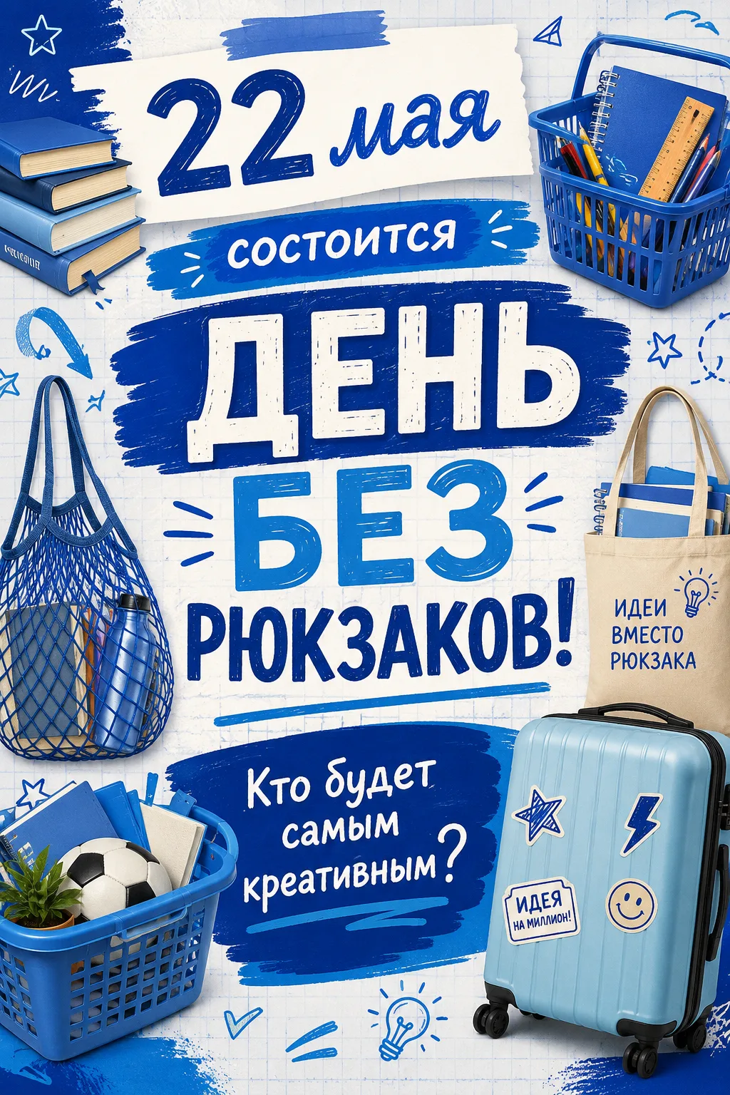 Друзья! В эту пятницу, 22 мая, предлагаем всем ученикам заменить свой портфель на что-т...