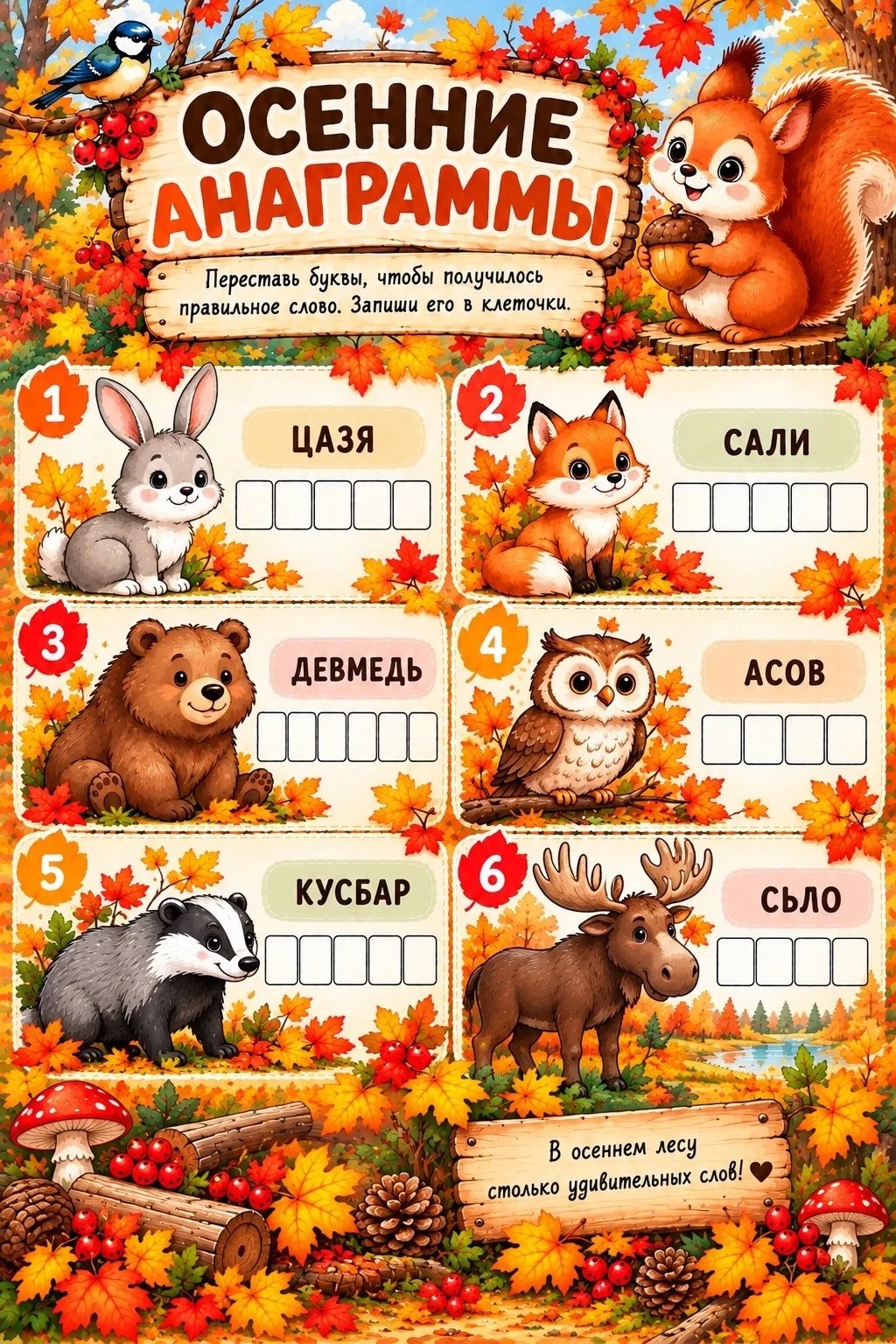 🍂 ОСЕННИЕ АНАГРАММЫ
