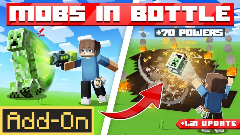 Add-on "Mobs In Bottle"

Добро пожаловать в дополнение «Мобы в бутылках»! Приготовьтесь обогатить св