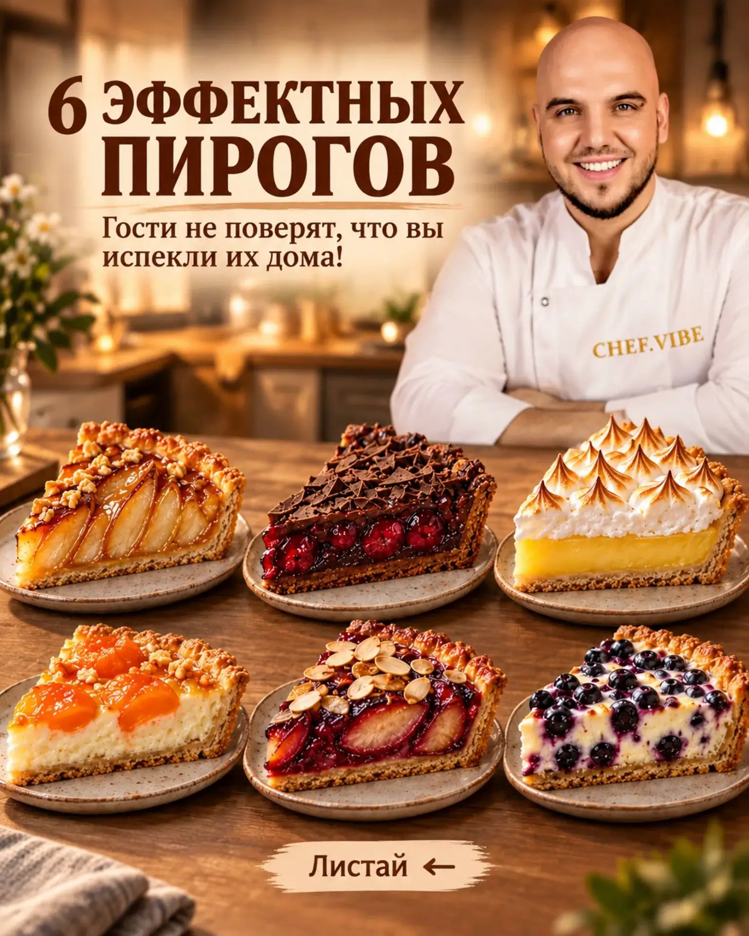 🥮Сохраняй 6 простых рецептов эффектных пирогов!