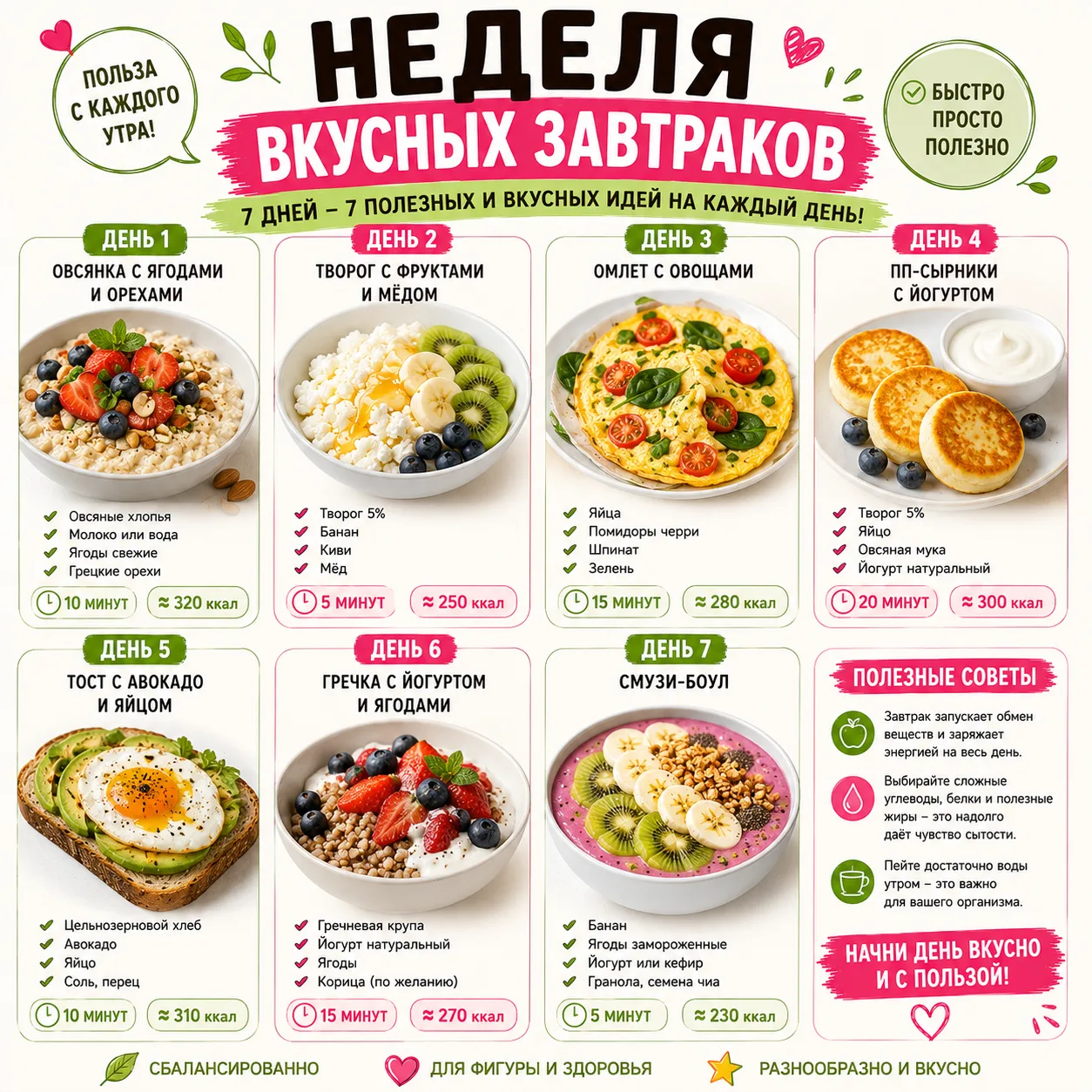 НЕДЕЛЯ ВКУСНЫХ ЗАВТРАКОВ😋