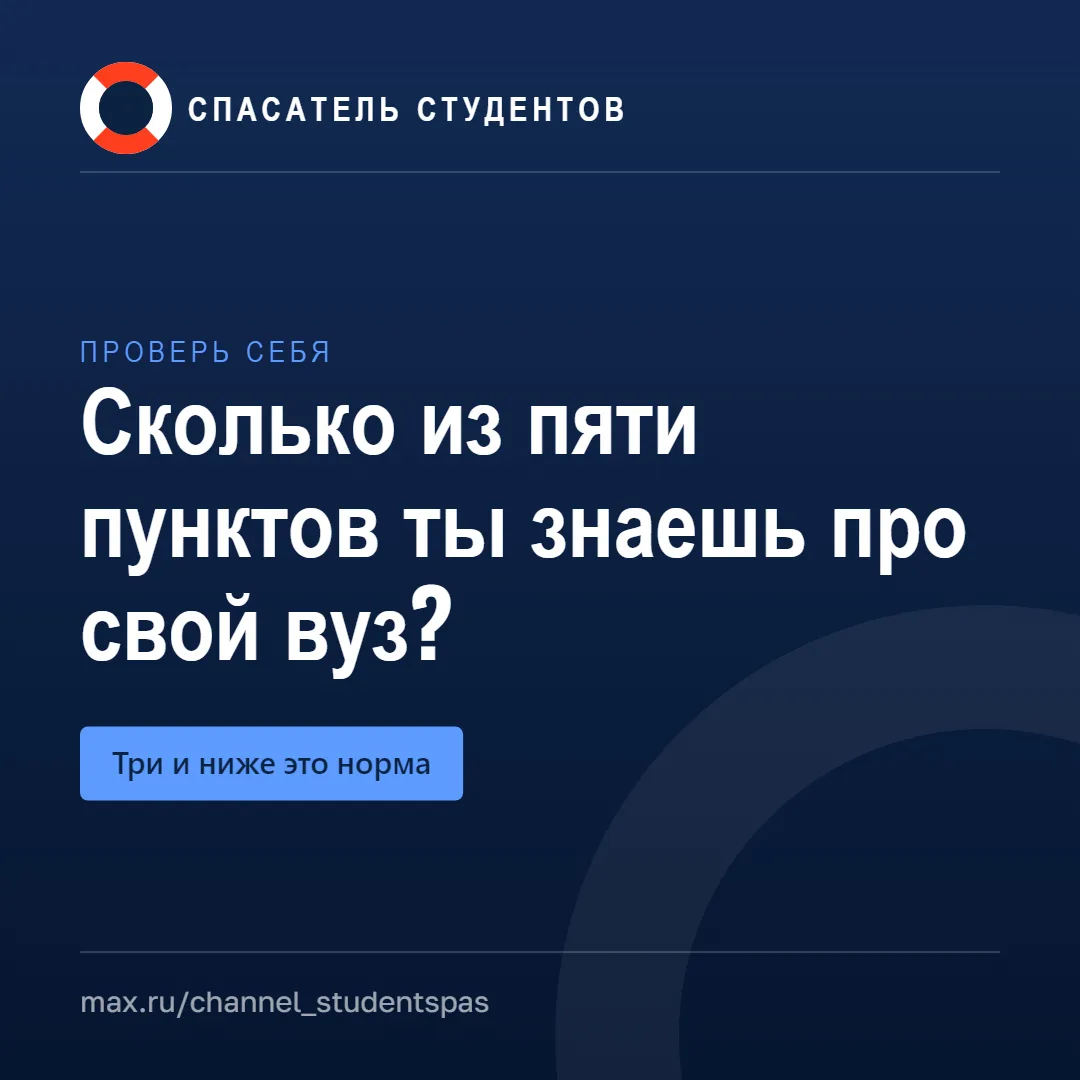 Проверь себя за 30 секунд. Сколько из пяти пунктов ты знаешь про свой вуз?