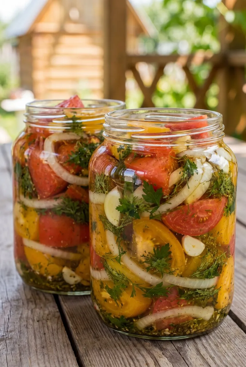 За столом у нас порой спорят, что из этой банки вкуснее: мясистые помидорные дольки или...