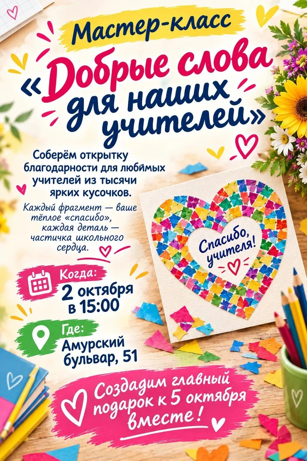 Мастер-класс «Добрые слова для наших учителей» в Центре работы с населением «Содружество»