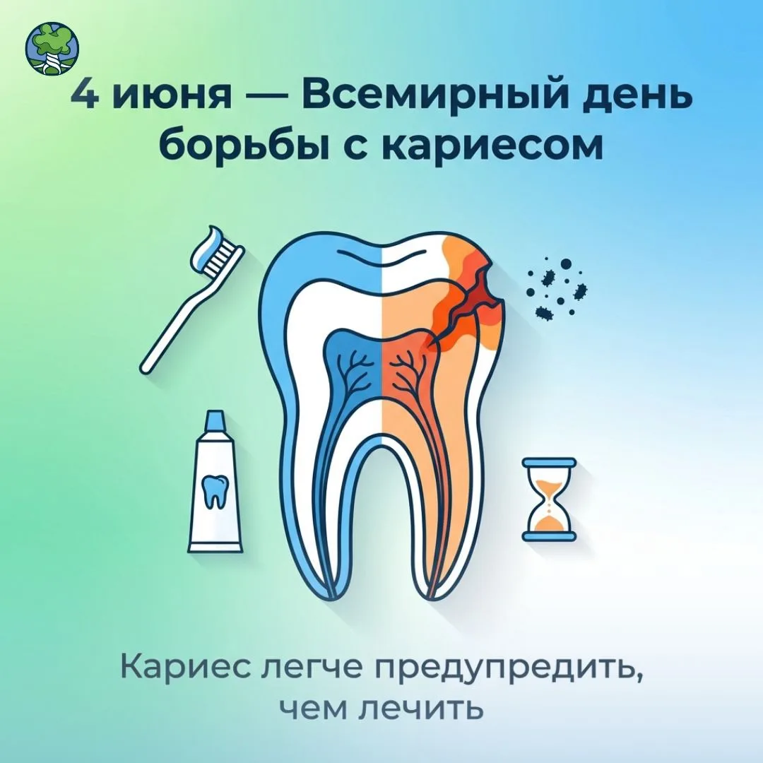 🦷 4 июня отмечается Всемирный день борьбы с кариесом. Это заболевание считается одним из самых расп