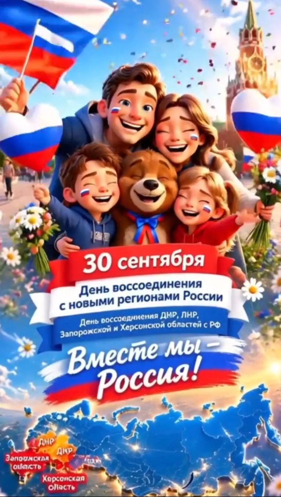 30 сентября — День воссоединения ДНР, ЛНР, Запорожской и Херсонской областей с Российск...