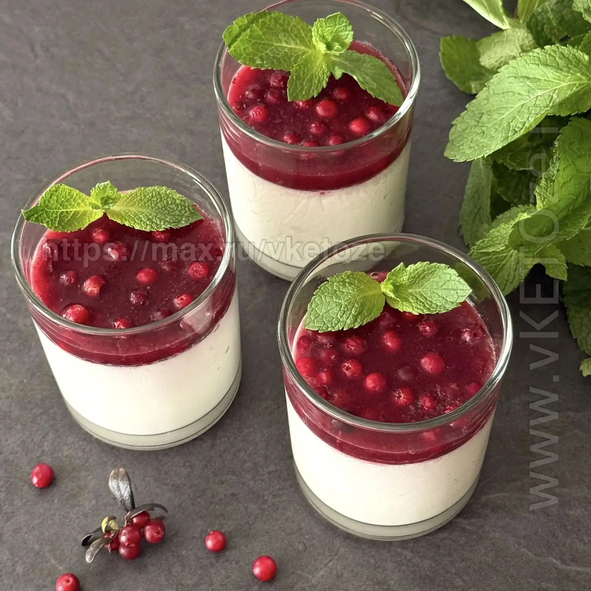 🍒 Кокосовая панакота с брусникой