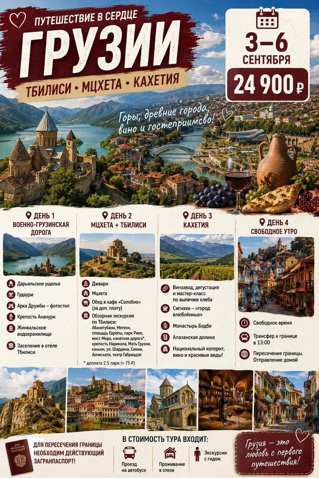 🇬🇪 **ГРУЗИЯ НА 4 ДНЯ — ТБИЛИСИ • МЦХЕТА • КАХЕТИЯ**