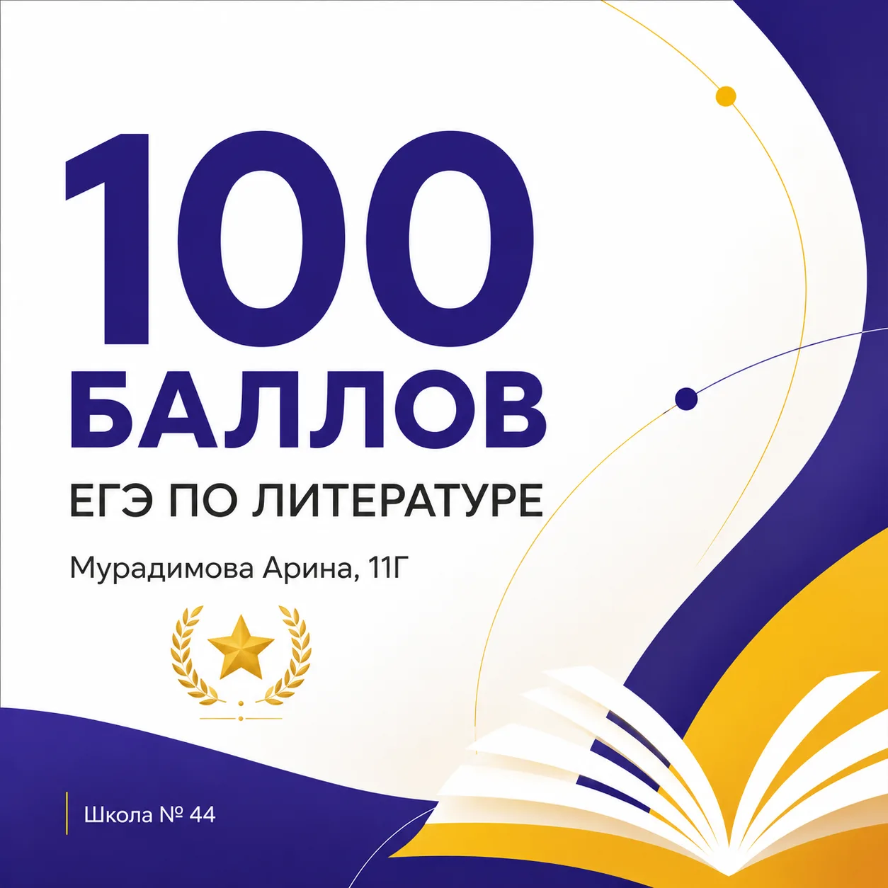 Выпускница школы Мурадимова Арина набрала 100 баллов на ЕГЭ по литературе 🎓✨

На сегодняшний день п