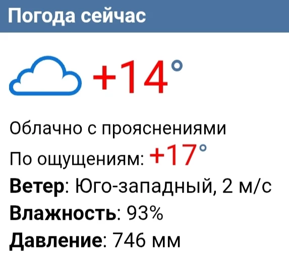 Сейчас в Чебоксарах плюс 14. Ветер юго-западный, слабый.
Днём будет ветрено, 20-22 градуса тепла. Ме