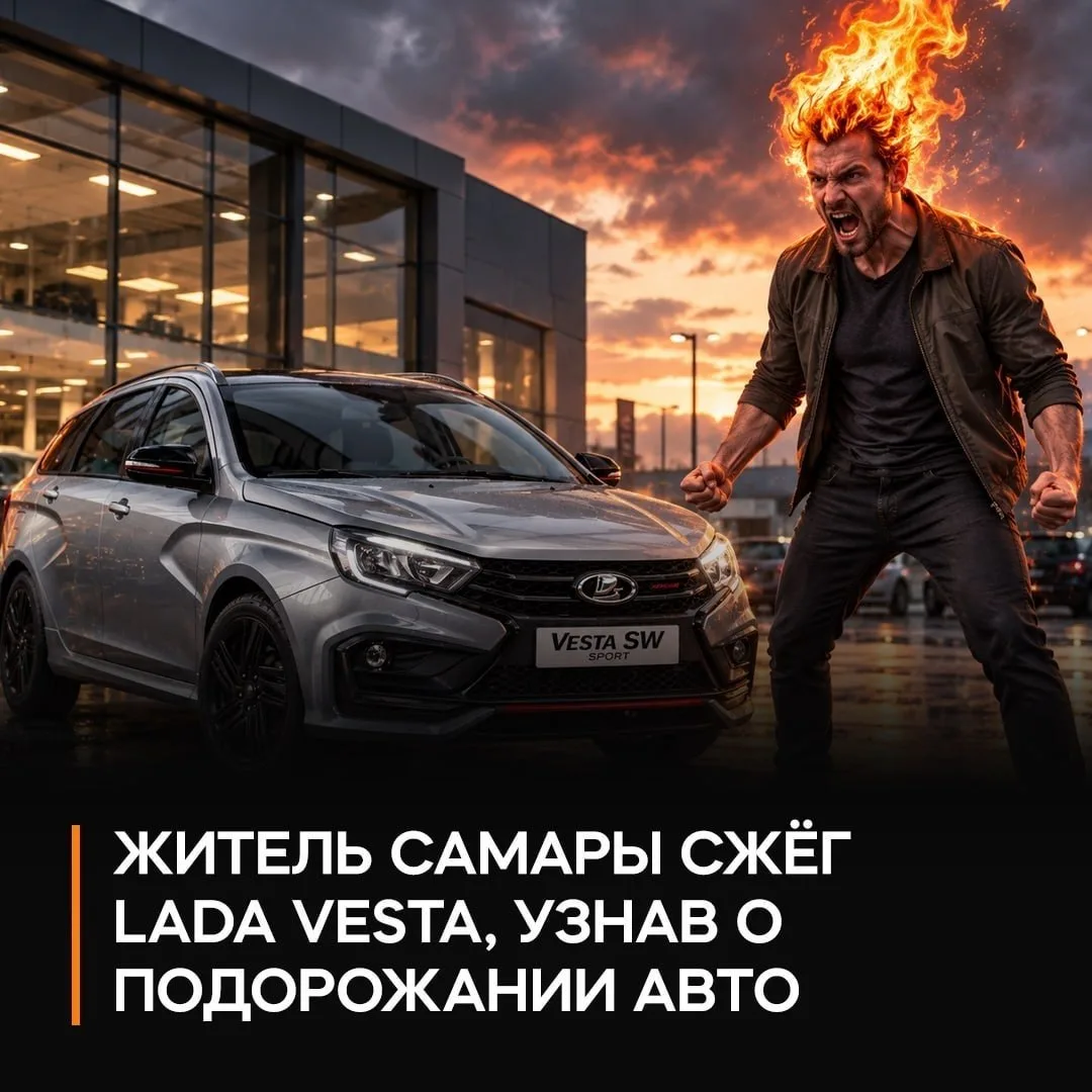 Житель Самары сжёг Lada Vesta из-за подорожания