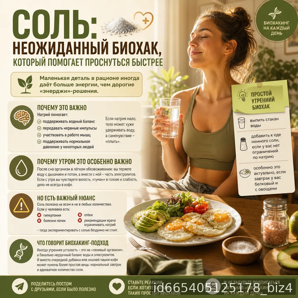 🧂 Соль: неожиданный биохак, который помогает проснуться быстрее