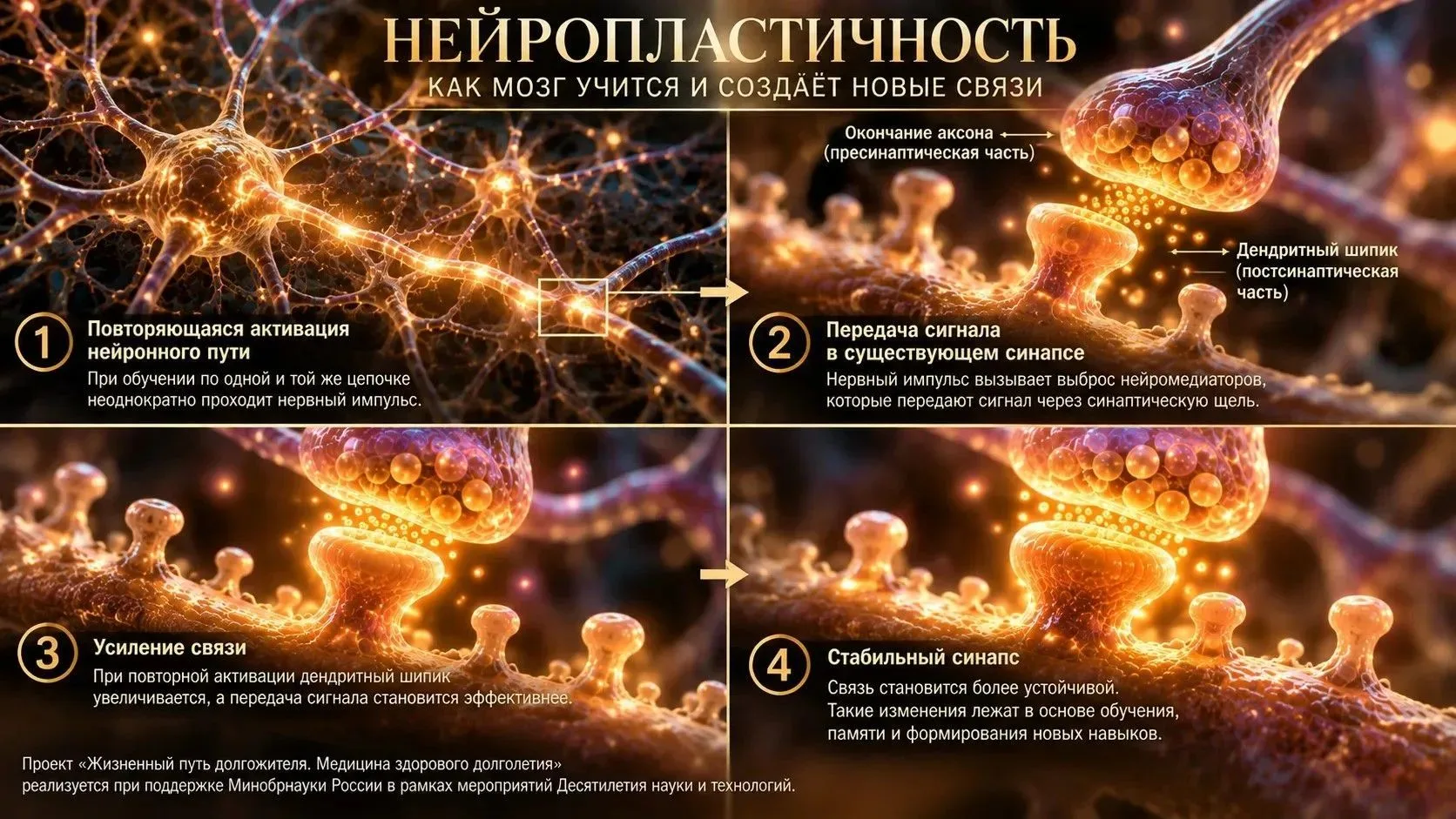 ❓ Как мозг создаёт новые нервные связи и почему движение помогает сохранить память?