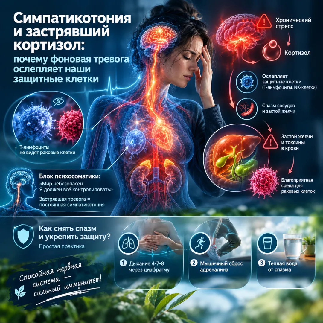 ⚡ Симпатикотония и застрявший кортизол: Почему фоновая тревога ослепляет наши защитные ...