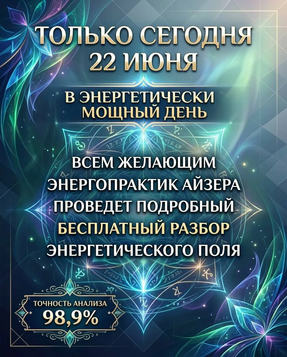 🔋🔮 ПОЛУЧИТЕ БЕСПЛАТНЫЙ ЭНЕРГЕТИЧЕСКИЙ РАЗБОР ОТ ЭКСПЕРТА-ЭНЕРГОПРАКТИКА
Сегодня всем подписчикам Э