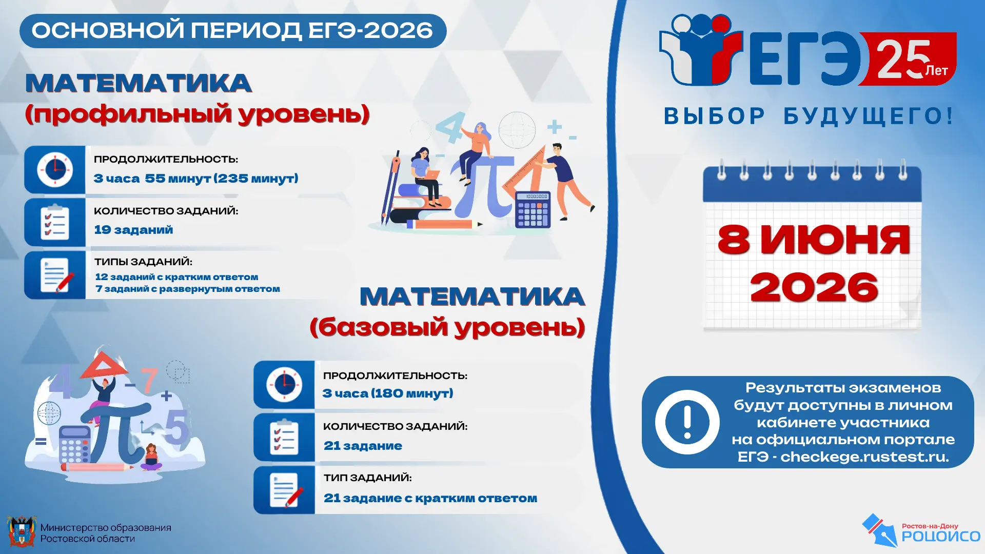 ✅8 июня – ЕГЭ по математике
 
Одиннадцатиклассники сдавали сегодня экзамены по математике (обязатель